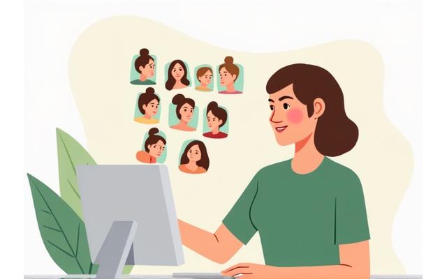Illustration of a certified wellness expert guiding an online discussion group, symbolizing expert-moderated content.