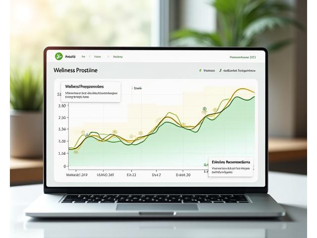 Digital interface showing a trend analysis of health data over time, with adaptive recommendations evolving based on progress.