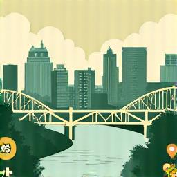 Illustration of Pittsburgh skyline with wellness icons