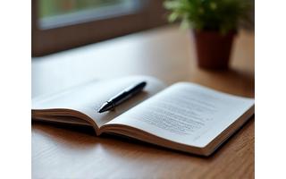 Open notebook with a pen, representing blog content