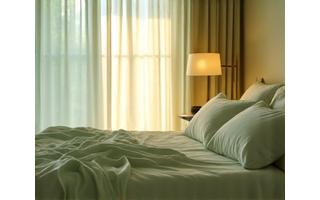 A tranquil bedroom scene, symbolizing a sleep guide