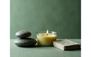 A calm person practicing meditation, representing stress management
