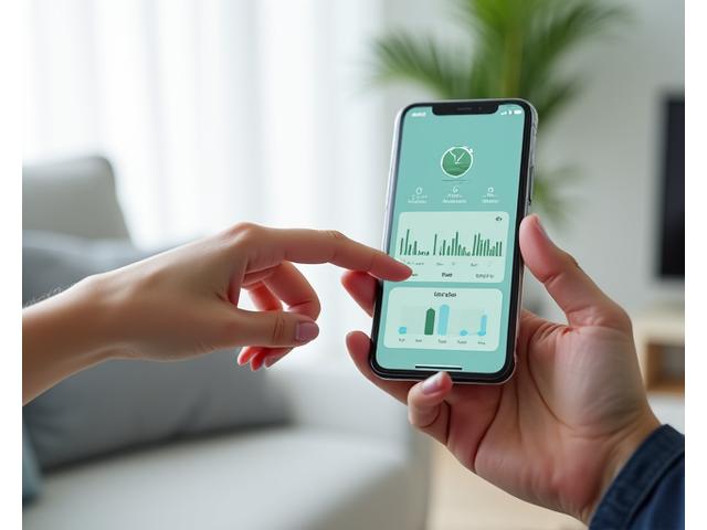 Hand using a health assessment app on a smartphone