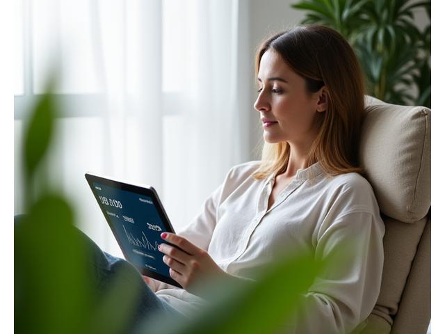 Person relaxing with a tablet, depicting lifestyle upgrades