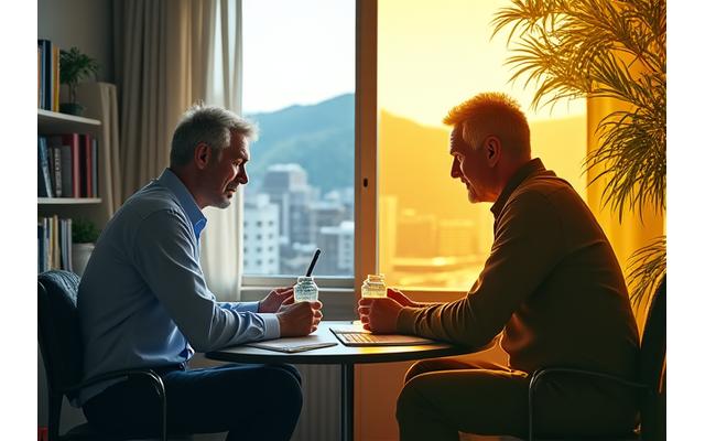 Visual representation of a man before and after lifestyle upgrades, showing increased vitality and focus in a Pittsburgh setting