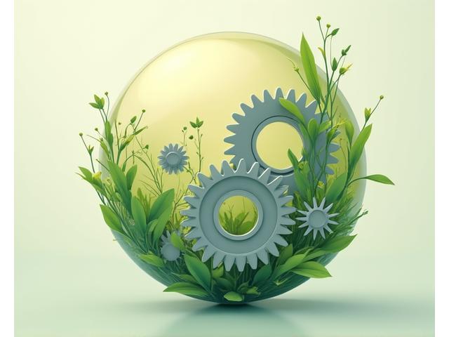 Illustration of intertwined gears and blooming foliage, symbolizing the integration of robust privacy principles with natural growth.