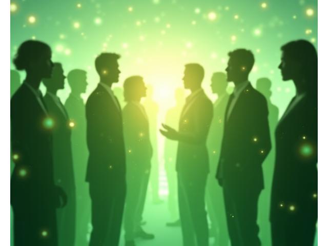 Diverse group of people in a digital community setting, interacting positively and supportively, representing healthy community guidelines